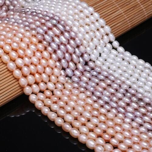 Natural freshwater pearl beads Pink / Purple / white (Grade AA) ellipse Sold in packs 36mm for making necklaces and bracelets