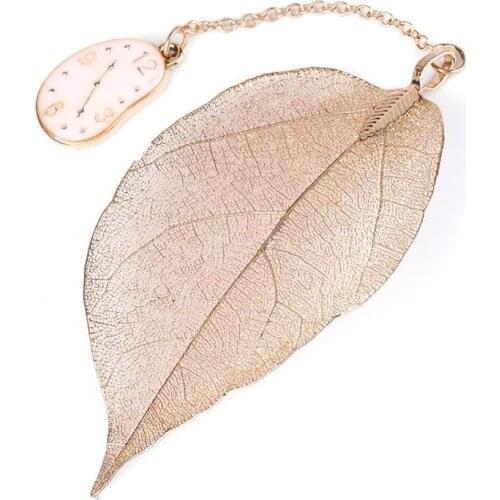 Clock Leaf Bookmarks Vintage Gold Metal Thin Bookmarks Exquisite Bookmarks for Perfect Gifts for Reading