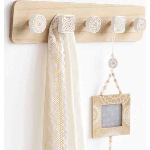 European ins Style Home Decor Wooden Coat Hat Bag Hanger Hook Household Wall Hanging Door Hook