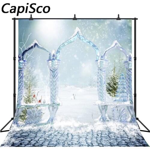 Capisco Photography Backdrops Fairy Tale Icy Arch Snow Winter Forest Photo Studio Backgrounds Snowflakes Floor Booth Shoot Prop