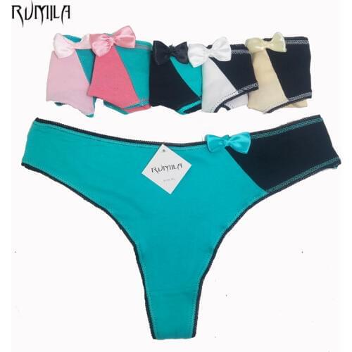 Bow-knot Cotton Womens Sexy Thongs G-string Underwear bikini lingerie Panties Briefs For Ladies T-back 2pcs/lot 87317