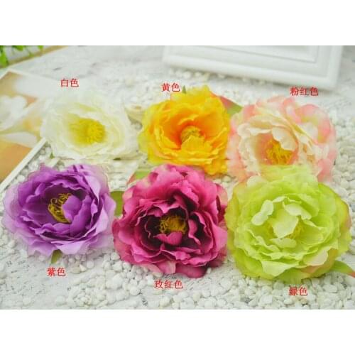 Artificial flowers good simulation flower head peony flowers silk hat diy decorative flower garland headdress photography props