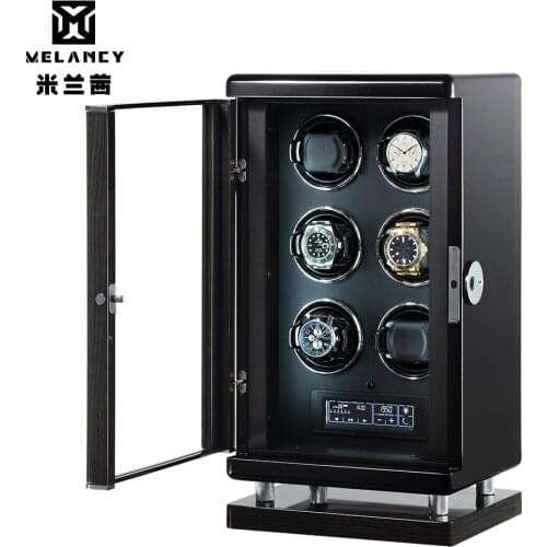 Watch Winder Box Case Storage Shaker Display Automatic Wooden Five Motors 6 Slots Watch Winder Rotation Holder Organizer