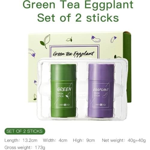 Poreless Deep Cleanse Mask Stick Green Tea Eggplant Oil Control Pore Shrinkage Blackhead Removal Moisturizing Mud Mask jlrr