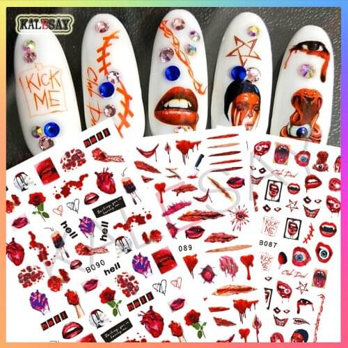Halloween Nail Sticker Design Back Glue Skull 3D Happy Nail Art Decals Pumpkin Head DIY Decor Witch Stickers