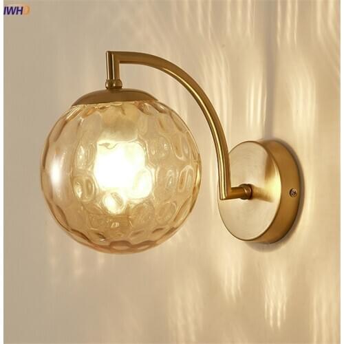 Brass Color LED Wall Lamp Glass Ball Nordic Modern Wandlamp Bedroom Mirror Light For Corridor Bar Cafe Fashion Minimalist Sconce