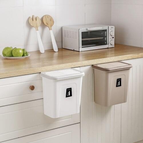 Wall Mounted Trash Can Bin With Lid Waste Bin Kitchen Cabinet Door Hanging Trash Bin Garbage Car Recycle Dustbin Rubbish