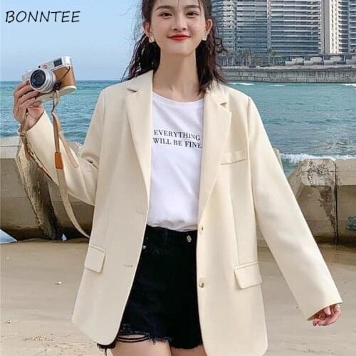 Blazers Women Fashion Temperament Notched Collar Autumn Streetwear British Style Solid Female Preppy New All-match Leisure Cozy