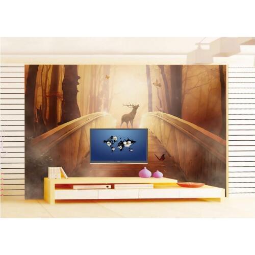 Custom 3d photo wallpaper 3d wall murals wallpaper mural Bridge forest deer background wall decor 3d living room wallpaper