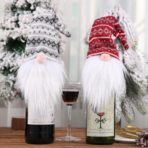 Christmas Santa Claus Wine Bottle Case Nordic Land God Champagne Wine Bottle Cover Faceless Doll Gift Bag Decoration