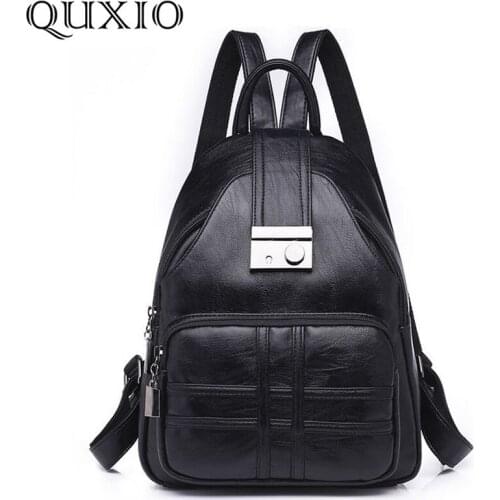 New PU Leather Backpack Women Fashion Casual Backpack Wild Trend Anti-theft Travel Backpack Shopping Bag Black Red Color ZY90