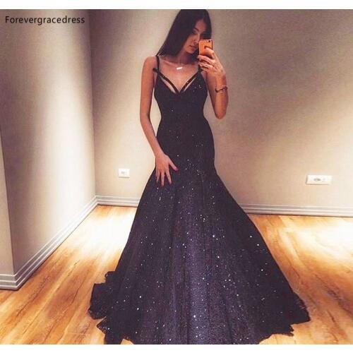Sexy Sequined Evening Dresses 2019 Cheap A Line Spaghetti Formal Women Holiday Wear Celebrity Party Gowns Plus Size Custom Made