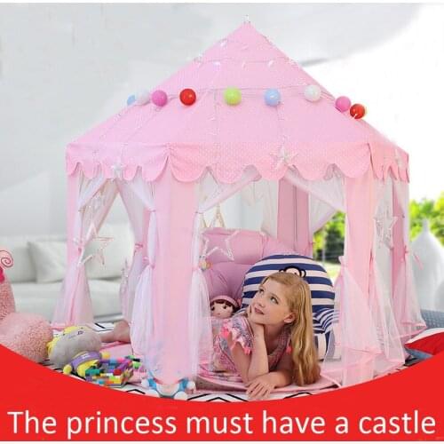 Portable Hexagon Princess Castle Play House Castle Foldable Tent Tulle Wigwam Childrens Toys Girls Boy Room Decoration