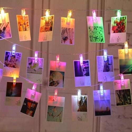LED String lights Card Photo Clip Holder Fairy Garland lamp For Christmas New Year Wedding Party Decoration Battery holiday lamp