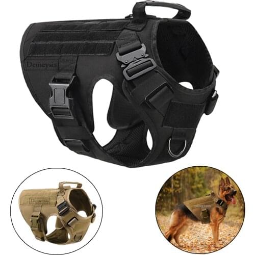 Tactical Dog Vest Military Working Training Molle Dog Harness Metal Buckles Loop Panels for German Shepherd Dogs