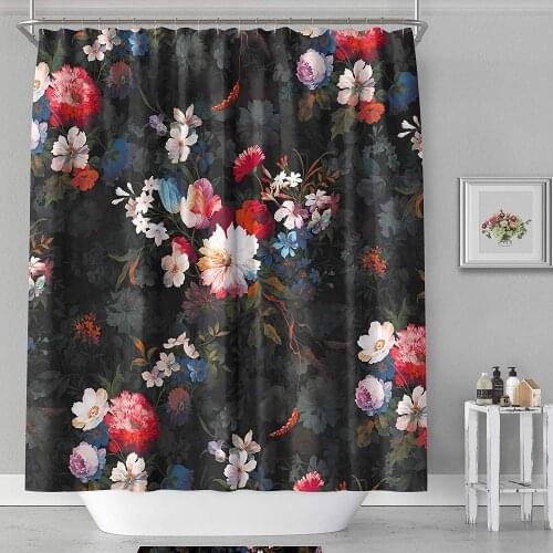 Fabric Shower Curtain Art Print Polyester Fabric Waterproof Machine Washable Hooks Included
