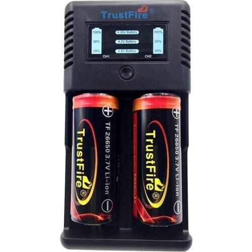 TrustFire Intelligent Fast TR-019 2 Slots Battery Charger + 2*TrustFire Protected 26650 5000mAh 3.7V Rechargeable Batteries