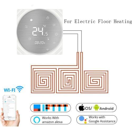 WiFi Smart Thermostat Temperature Controller Electric Underfloor Heating Tuya APP Remote Control Work with Alexa Google Home