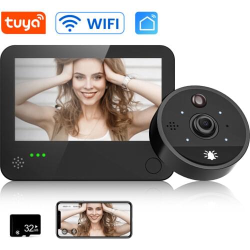 1080P HD Peephole Viewer Tuya WiFi Smart Video Doorbell Peephole Viewer 170 Degree Door Viewer Remote Intercom Security Monitor
