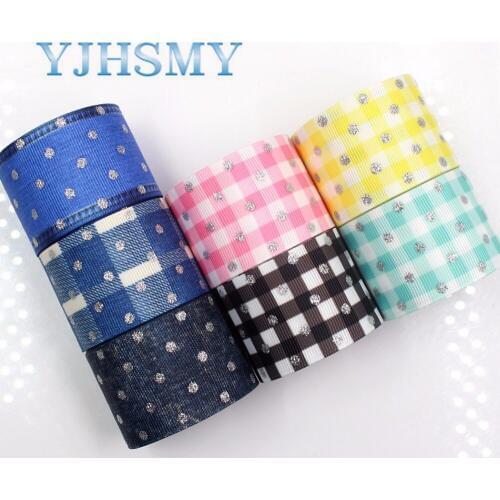YJHSMY G-18703-595,38 mm 10 yards flash geometry Ribbons Thermal transfer Printed grosgrain Wedding Accessories DIY material