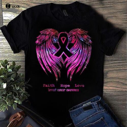 Faith hope love breast cancer awareness Funny Pink Wings Gift T-Shirt For Women