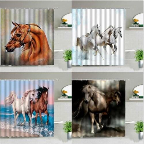 Horse pattern curtain curtain in bathroom shower decorative curtains Set for bathroom shower curtains shower curtain Curtains