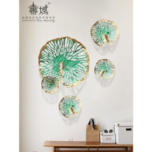 Iron Wall Decoration Wall Pendant Light Luxury Metal Lotus Leaf Wall Decoration Southeast Asia Living Room Wall Soft Furnishings