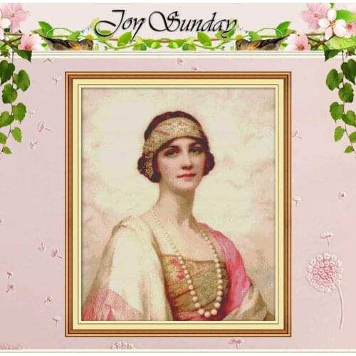 A Woman With A Headband Counted 11CT 14CT Cross Stitch Sets Wholesale DIY Cross-stitch Kits Embroidery Needlework Home Decor