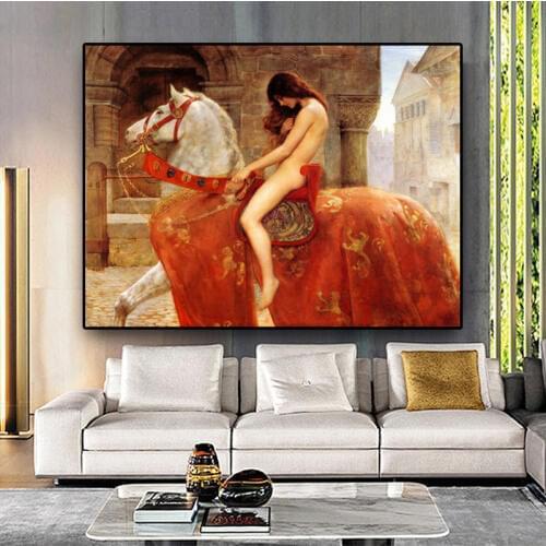 Lady Godiva by John Collie Nude Woman Canvas Painting Posters and Prints Scandinavian Wall Pop Art Picture for living Room Decor