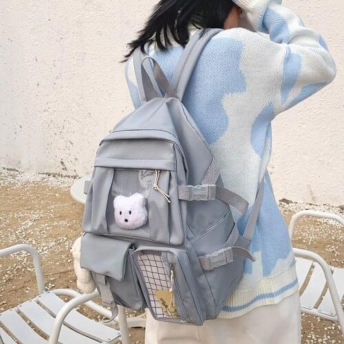 PVC Multi-Pocket Women Backpack Female Cute School Bags For Teenage Girls Solid Color Anti-Theft Backbag Fashion Backpack