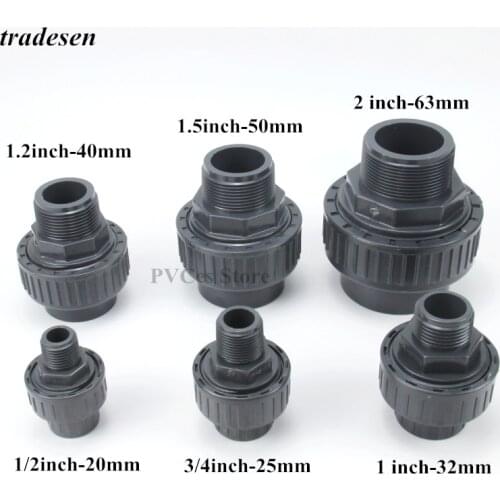Plastic PVC 1.5" Male Thread 50mm Union Water Pipe Connector Plastic Tube Adapter Garden Irrigation Fittings 50mm Adaptor