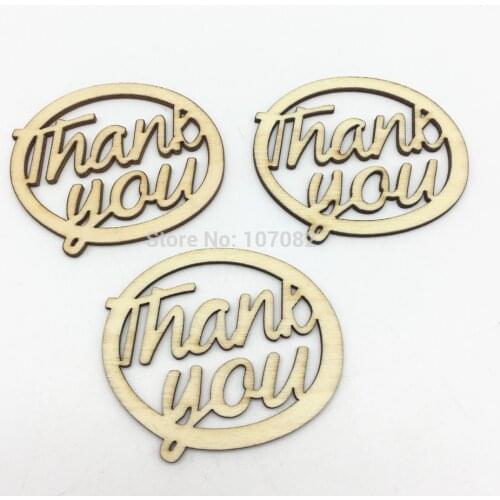 10pcs Natural Wood Thank you Words Wedding Table Confetti Embellishments Crafts Toppers Chips Cardmaking Scrapbook 50x45mm