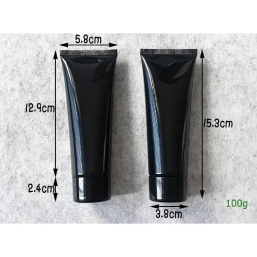 100 pcs 40ml 50ml 100ml Empty Black Plastic Tube Bottles Refillable Empty Cosmetic Containers pack