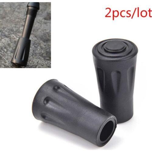 2Pcs/Set Rubber Tip Carbon Fiber Hike Telescope Stick Nordic Walk Camp Alloy Ferrule Crutch Bar Tungsten Trek Pole Basket