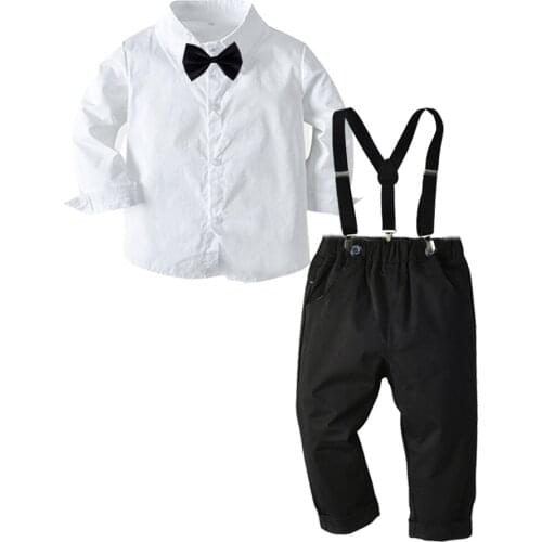 2020 New Baby Clothes Childrens Suits 2Pcs/Set Kids Baby Boys Business Suit Shirt+ Pants Set For Boys For Formal Party 1-8 Age