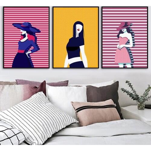 WTQ Canvas Painting Abstract Fashion Girl Minimalist Modern Nordic Posters Prints Decor Wall Art Picture Room Decor Home Decor