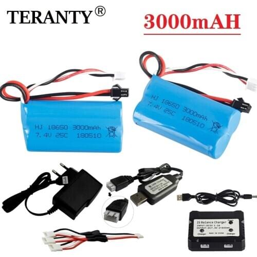 7.4V 1500mAh/2500mah/3000mah 18650 Battery for WPL MN99S D90 U12A S033g Q1 H101 SM 7.4V Battery Rc Boats Cars Tanks Drones Parts