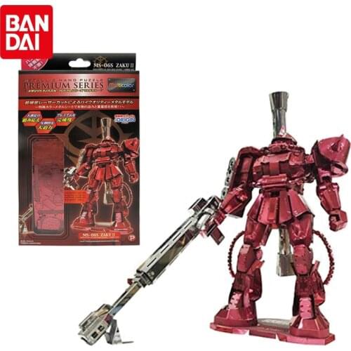 Bandai Genuine Metal Miniature Assembled Model Toys MS-06S Zaku II Metallic Nano Premium Puzzle Series Action Figure Toys