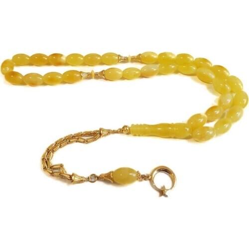 925 Sterling Silver Tassel Rosary with Drop Amber Stone Natural Stone Beads Middle East Prayer Islamic Muslim Tasbih