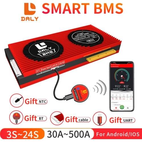 Daly Smart BMS 3S-24S Li-Ion LiFePo4 With Bluetooth 4S 7S 8S 12S 13S 14S 15S 16S 17S 20S For lithium battery pack