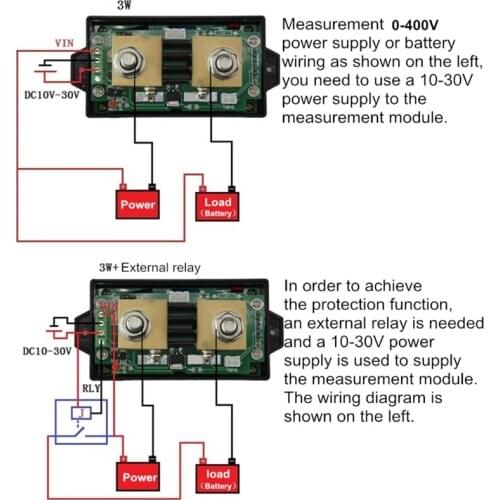 DC 400V 300A Wireless Bi-directional Voltmeter Ammeter Capacity Volt Power Meter Dropship