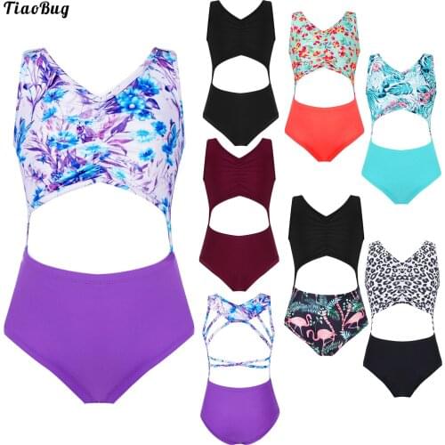 TiaoBug Kids Girls One-Piece Swimsuit V Neck Sleeveless Ruffled Elastic Waist Briefs Jumpsuit Beach Bikini Swimwear Bathing Suit