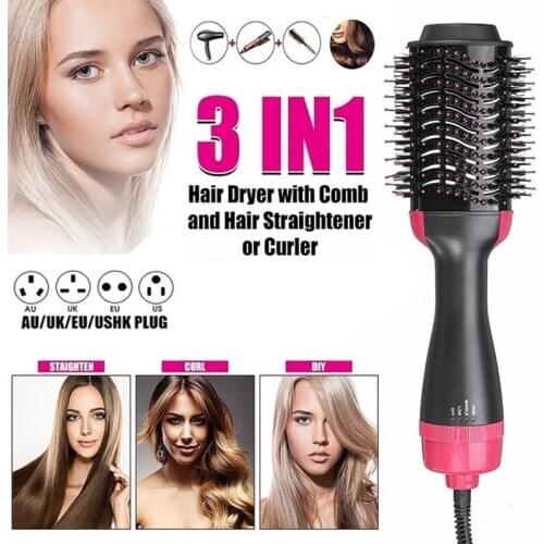 3 IN 1Hair Dryer Hair styling tools Hot Air Brush Electric Comb Professional salon One Step Dryers Fast Hair Straightener Brush