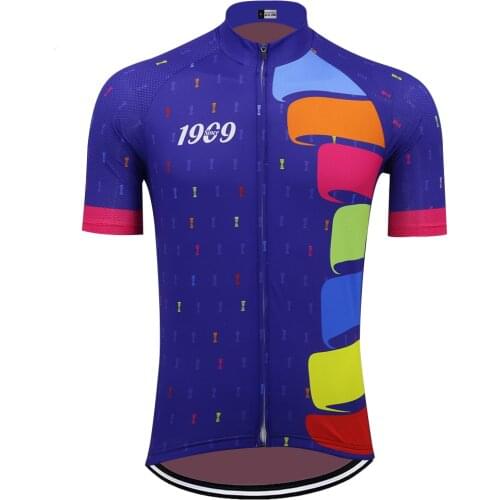 Retro Cycling Jersey MenS Short-Sleeved Purple High-Quality Bicycle Wear Mountain Bike Road Ciclismo Hombre Triathlon