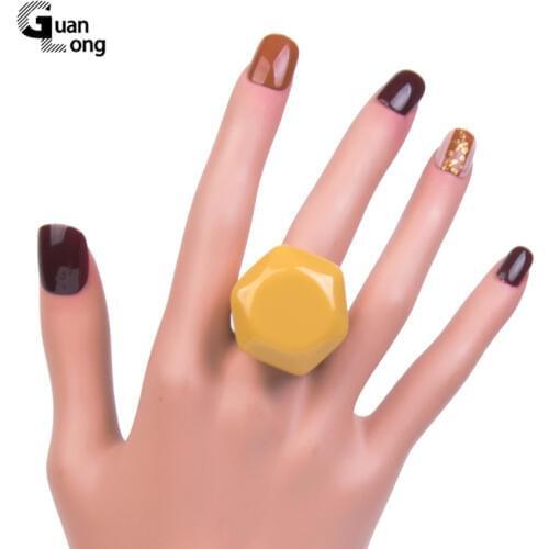 GuanLong Beautiful Wedding/Engagement Women Rings Jewelry Design Large Finger Ring for Girls Resin Big Simple Punk Ring Ladies