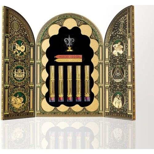 GY Cream Lip Lacquer Small Gold Column High-Definition Festival Gift Box Boutique Suit 5 Pieces Hot Sale Color