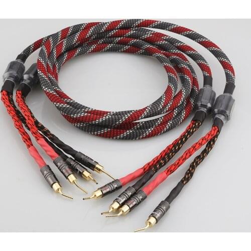 Audiocrast SC082 One Pair oxygen-free copper Speaker Cable pin To pin banana Plug HIFI Speaker Cable For Left and Right Speaker