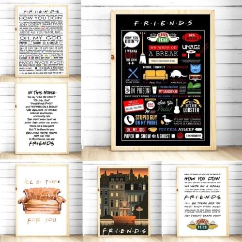 Canvas Painting Friends TV Show Poster and Prints HD Printed Quadro Classic Quote Wall Art Picture for Living Room Decor Cuadros
