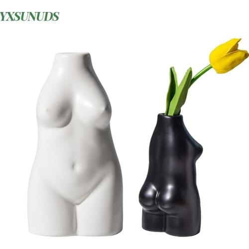 Nordic Cachepot for Flowers Ceramics Home Human Vase Decor Dried Flower Arrangement Living Room Decoration Crafts Ornaments Gift