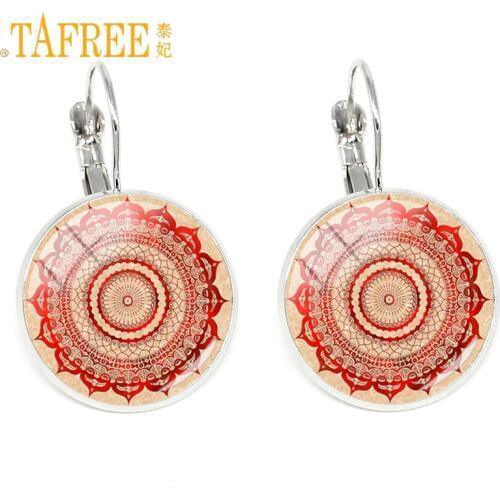 TAFREE colorful Mandala Earrings Sacred Geometry amulet Spiritual Handmade jewelry for Femme Henna Zen accessories CT327